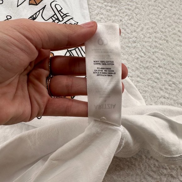 Aritzia | Women's Short Sleeve White Graphic Tee Band Instruments Size Small - Picture 9 of 11